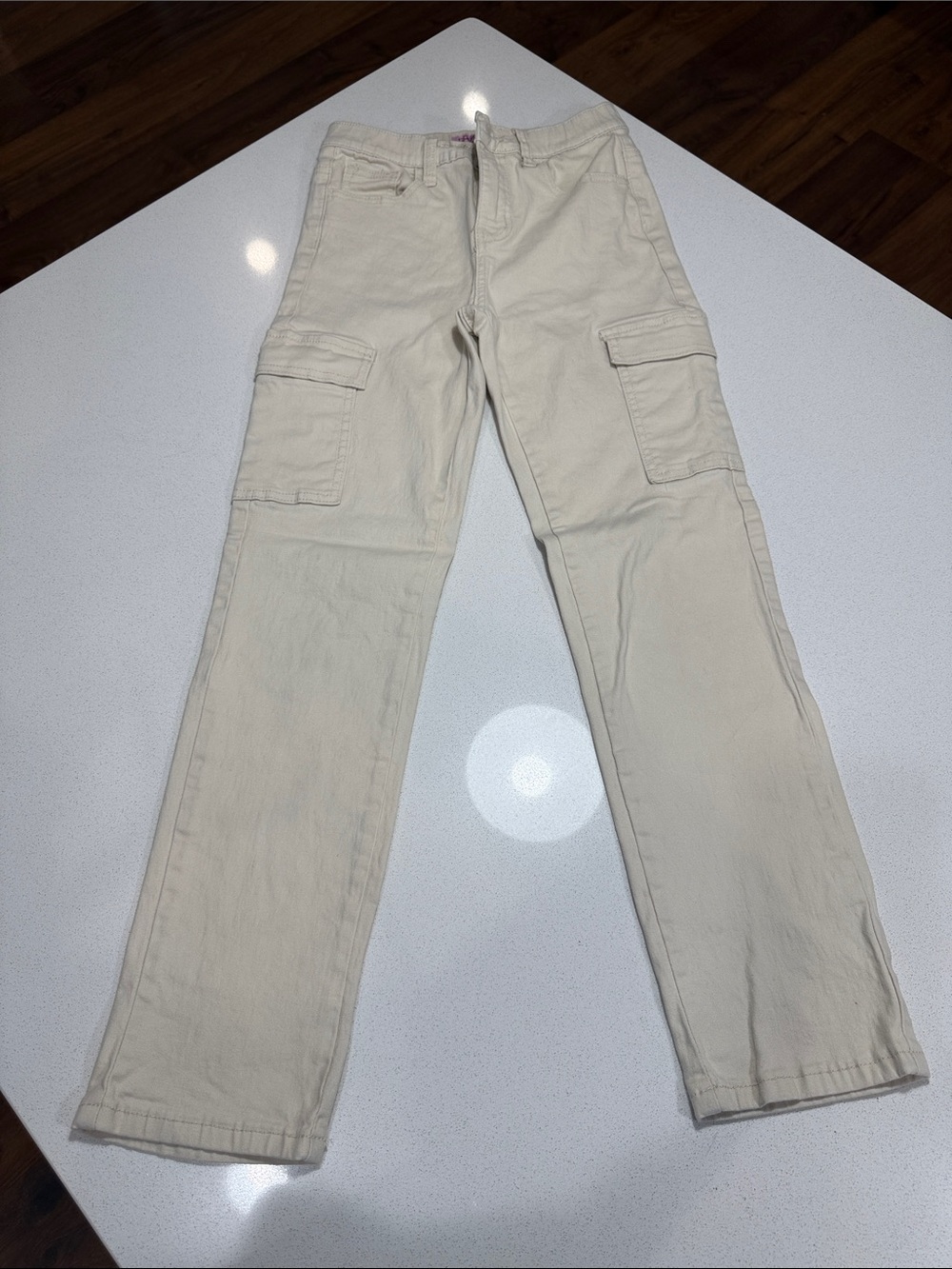 Girl’s GoGo Star Light Beige Cargo Pants - Classic Utility Style